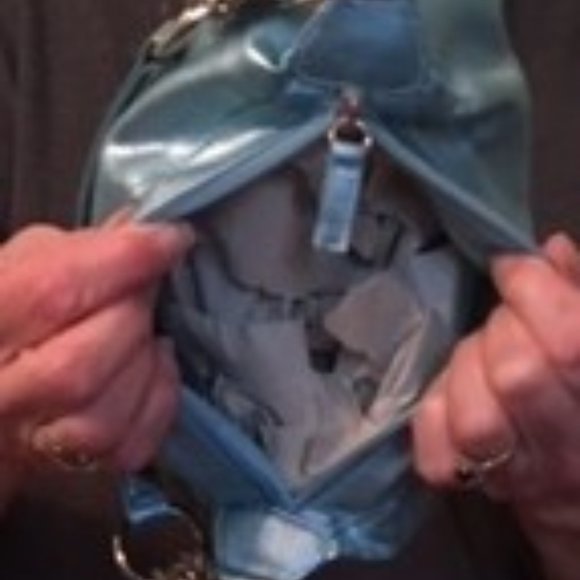 Brand new Never Used Light blue Metallic Purse - Picture 2 of 2